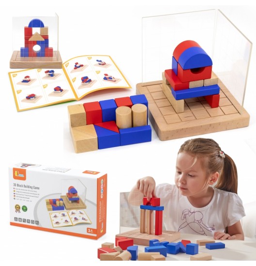 VIGA medinis konstruktorius 3D Montessori kaladėlės