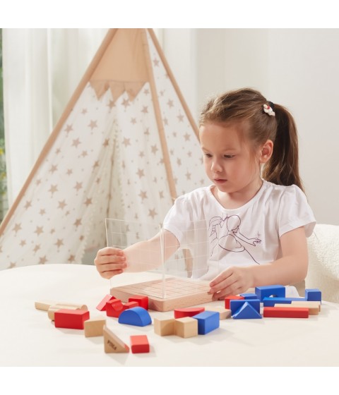 VIGA medinis konstruktorius 3D Montessori kaladėlės