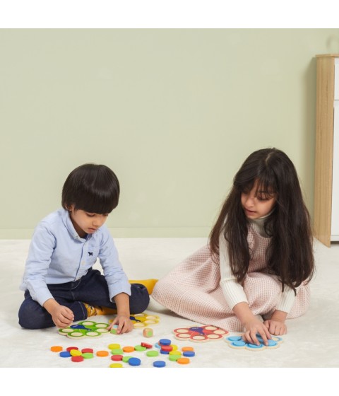 VIGA medinis spalvų derinimo žaidimas „Pevo uodega Montessori“ + kortelės
