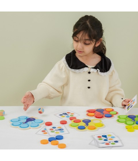 VIGA medinis spalvų derinimo žaidimas „Pevo uodega Montessori“ + kortelės