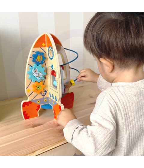 Tooky Toy didelė medinė edukacinė daugiafunkcinė raketa