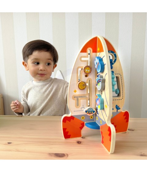 Tooky Toy didelė medinė edukacinė daugiafunkcinė raketa