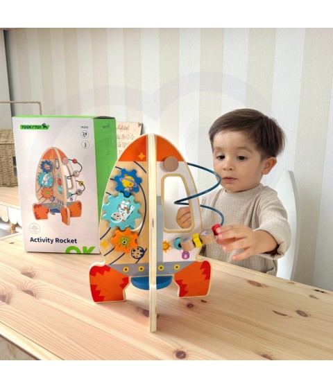 Tooky Toy didelė medinė edukacinė daugiafunkcinė raketa