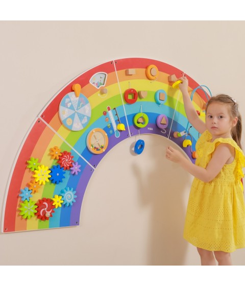 VIGA medinė sensorinė-manipuliacinė lenta EDU Rainbow FSC sertifikatas