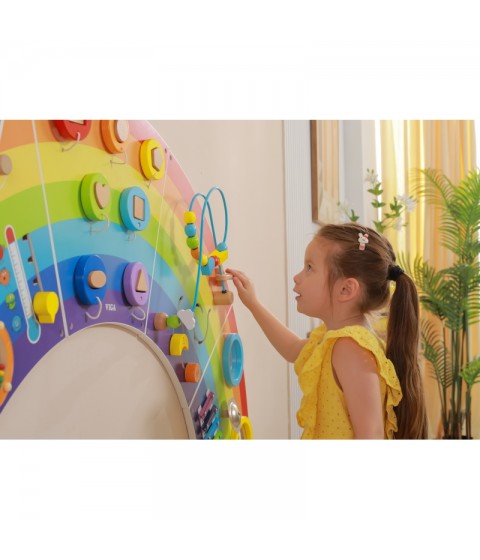 VIGA medinė sensorinė-manipuliacinė lenta EDU Rainbow FSC sertifikatas