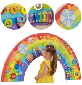 VIGA medinė sensorinė-manipuliacinė lenta EDU Rainbow FSC sertifikatas