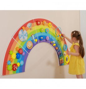 VIGA medinė sensorinė-manipuliacinė lenta EDU Rainbow FSC sertifikatas