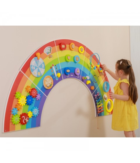 VIGA medinė sensorinė-manipuliacinė lenta EDU Rainbow FSC sertifikatas