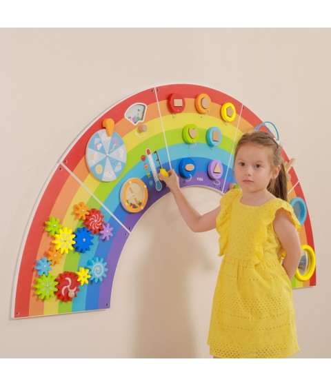 VIGA medinė sensorinė-manipuliacinė lenta EDU Rainbow FSC sertifikatas