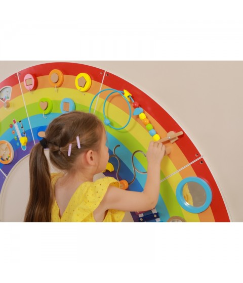 VIGA medinė sensorinė-manipuliacinė lenta EDU Rainbow FSC sertifikatas