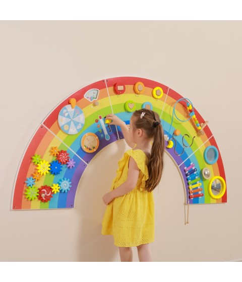 VIGA medinė sensorinė-manipuliacinė lenta EDU Rainbow FSC sertifikatas