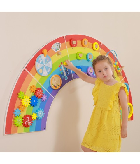 VIGA medinė sensorinė-manipuliacinė lenta EDU Rainbow FSC sertifikatas