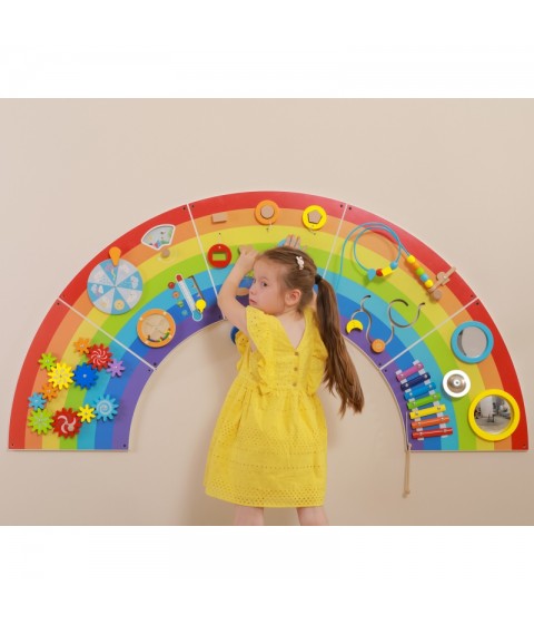 VIGA medinė sensorinė-manipuliacinė lenta EDU Rainbow FSC sertifikatas
