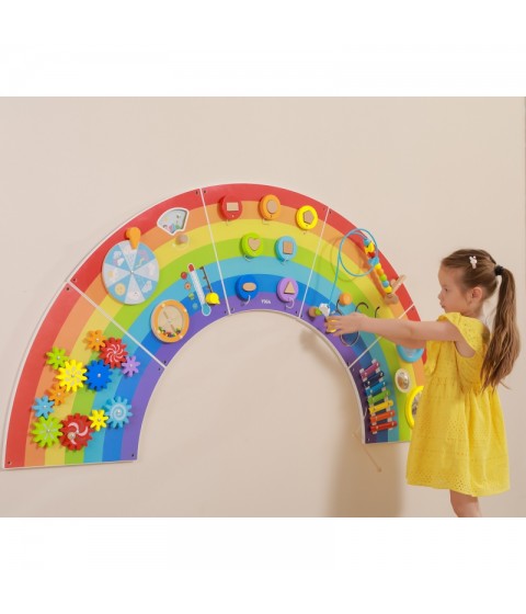 VIGA medinė sensorinė-manipuliacinė lenta EDU Rainbow FSC sertifikatas