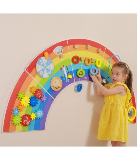 VIGA medinė sensorinė-manipuliacinė lenta EDU Rainbow FSC sertifikatas