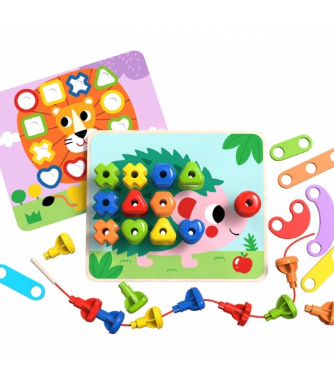 TOOKY TOY daugiafunkcinė lenta su spalvotais varžtais, mokymosi figūromis