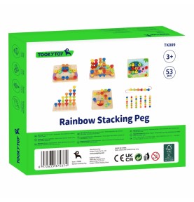 TOOKY TOY daugiafunkcinė lenta su spalvotais varžtais, mokymosi figūromis