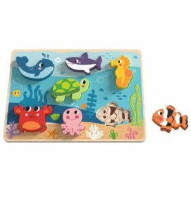 TOOKY TOY medinis Montessori dėlionė Jūros pasaulis Žuvų Vėžlių Formos