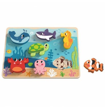 TOOKY TOY medinis Montessori dėlionė Jūros pasaulis Žuvų Vėžlių Formos