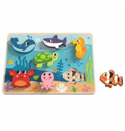 TOOKY TOY medinis Montessori dėlionė Jūros pasaulis Žuvų Vėžlių Formos