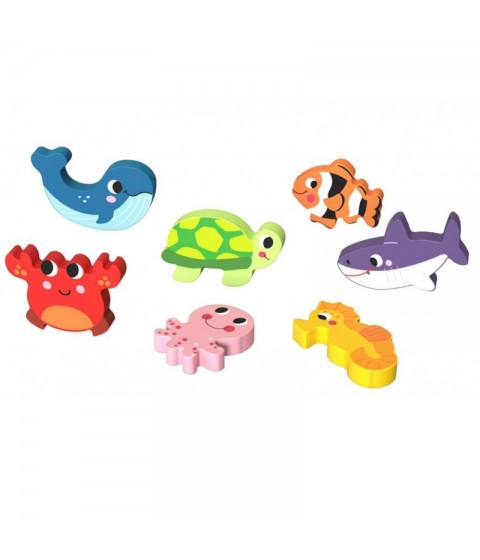 TOOKY TOY medinis Montessori dėlionė Jūros pasaulis Žuvų Vėžlių Formos