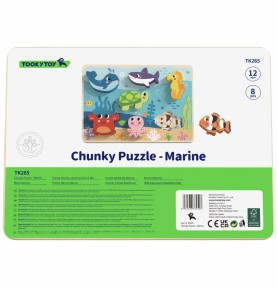 TOOKY TOY medinis Montessori dėlionė Jūros pasaulis Žuvų Vėžlių Formos
