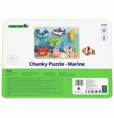 TOOKY TOY medinis Montessori dėlionė Jūros pasaulis Žuvų Vėžlių Formos