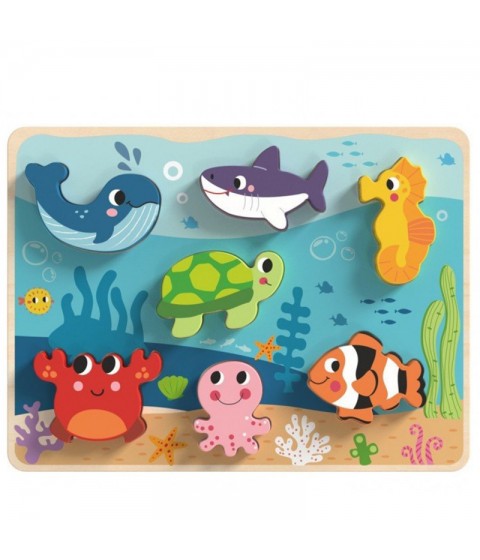 TOOKY TOY medinis Montessori dėlionė Jūros pasaulis Žuvų Vėžlių Formos