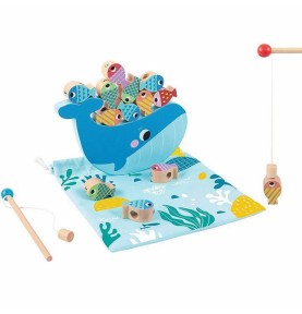 TOOKY TOY medinis banginių ir žuvų žaidimas, daugiafunkcis, 4 viename