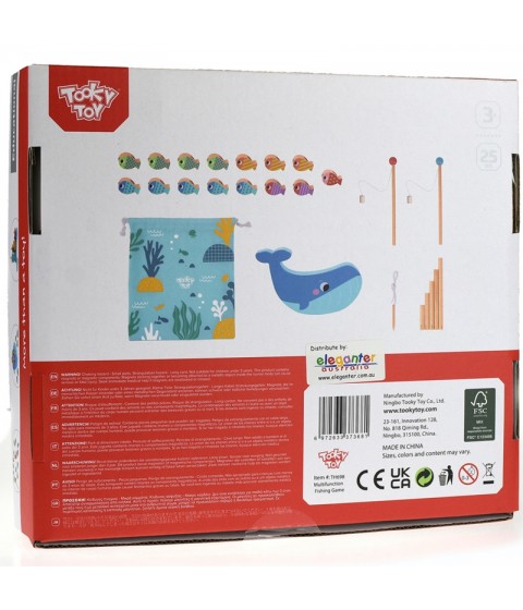 TOOKY TOY medinis banginių ir žuvų žaidimas, daugiafunkcis, 4 viename