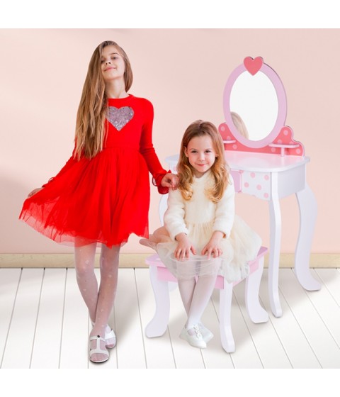 TOOKY TOY medinis rožinis tualetinis staliukas su kėde