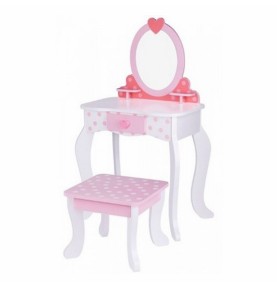 TOOKY TOY medinis rožinis tualetinis staliukas su kėde