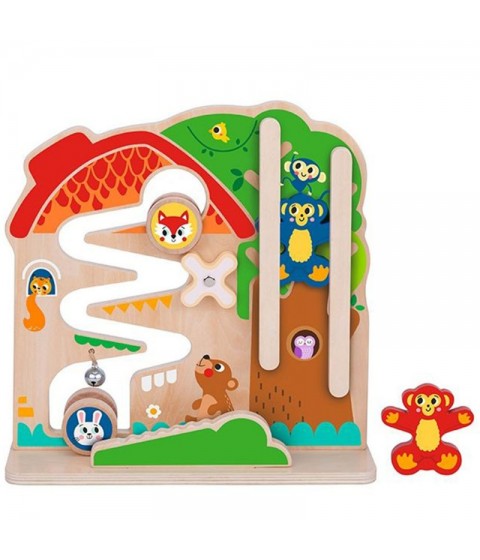 TOOKY TOY medinis Montessori manipuliacinės lentos labirintas