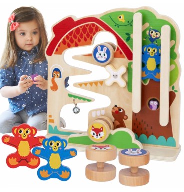 TOOKY TOY medinis Montessori manipuliacinės lentos labirintas