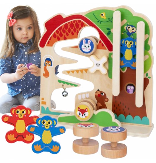 TOOKY TOY medinis Montessori manipuliacinės lentos labirintas