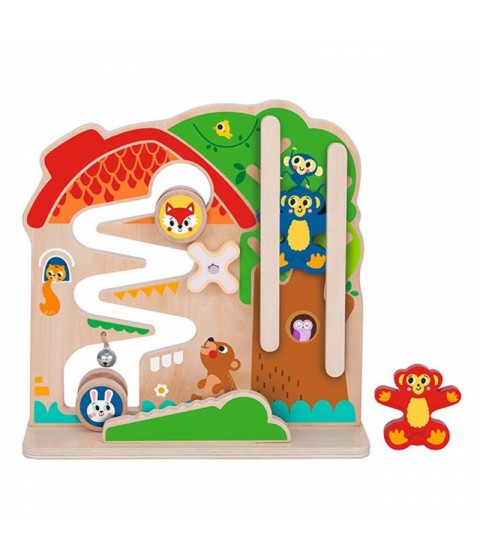 TOOKY TOY medinis Montessori manipuliacinės lentos labirintas