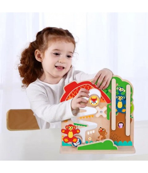 TOOKY TOY medinis Montessori manipuliacinės lentos labirintas