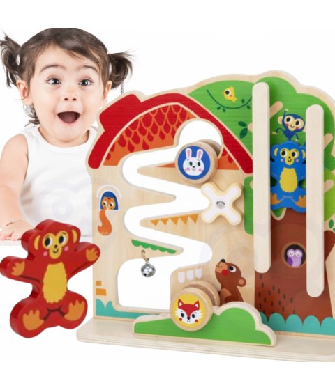 TOOKY TOY medinis Montessori manipuliacinės lentos labirintas