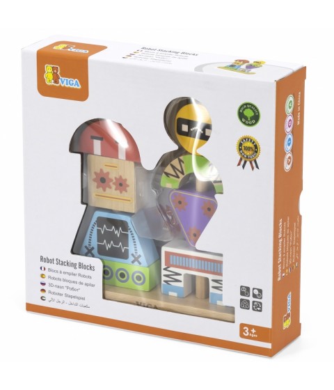 VIGA Robotų piramidės dėlionė + raštai 8 vnt.