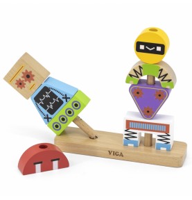 VIGA Robotų piramidės dėlionė + raštai 8 vnt.