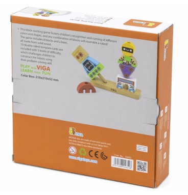 VIGA Robotų piramidės dėlionė + raštai 8 vnt.