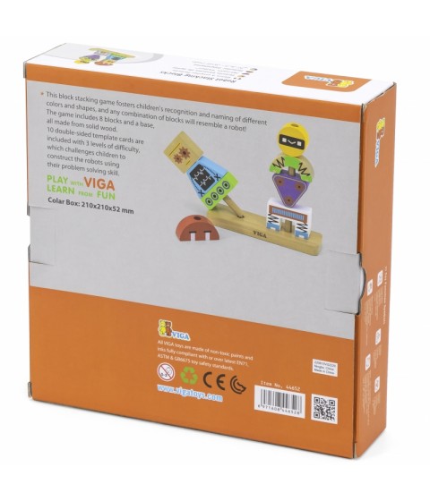 VIGA Robotų piramidės dėlionė + raštai 8 vnt.