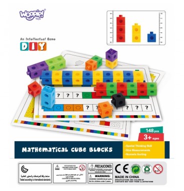 WOOPIE matematikos dėlionė Konstrukcijos kaladėlės + raštai 148 vnt.