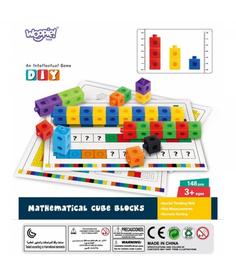 WOOPIE matematikos dėlionė Konstrukcijos kaladėlės + raštai 148 vnt.