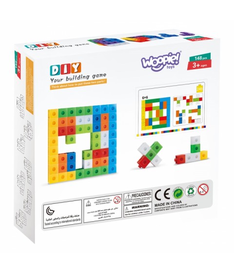 WOOPIE matematikos dėlionė Konstrukcijos kaladėlės + raštai 148 vnt.