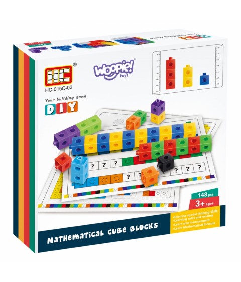 WOOPIE matematikos dėlionė Konstrukcijos kaladėlės + raštai 148 vnt.