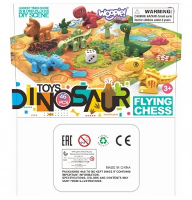 WOOPIE 2 viename konstruktoriaus rinkinys Dinozaurai Stalo žaidimas + 46 dalių kauliukai