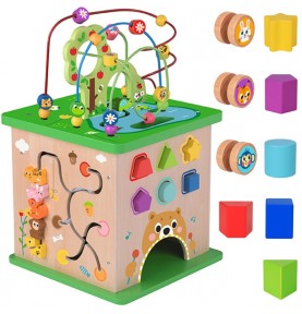 TOOKY TOY edukacinis kubelių rūšiavimo labirintas su susipynusiais gyvūnais