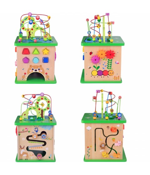 TOOKY TOY edukacinis kubelių rūšiavimo labirintas su susipynusiais gyvūnais