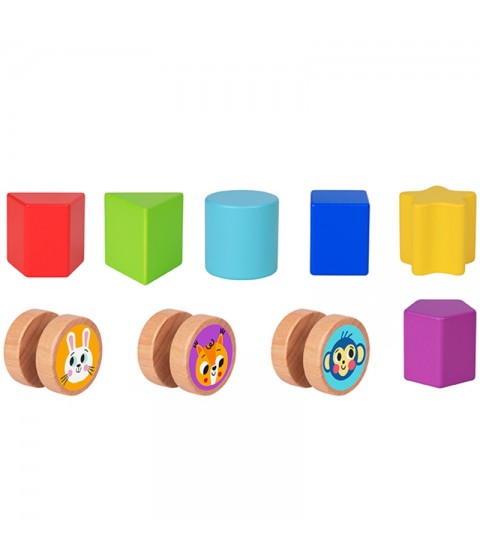 TOOKY TOY edukacinis kubelių rūšiavimo labirintas su susipynusiais gyvūnais